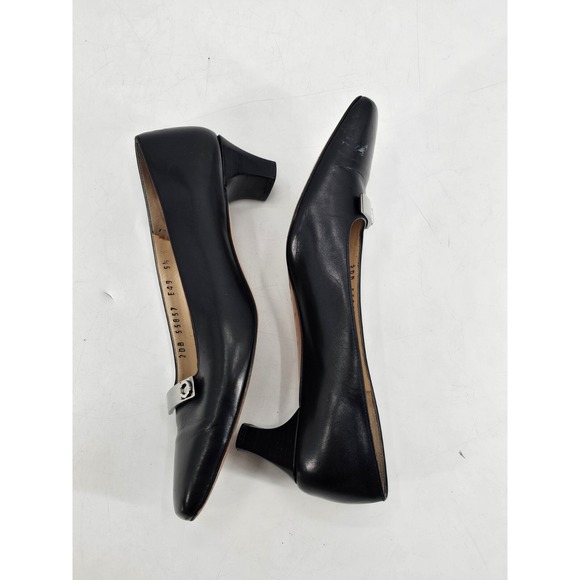 Salvatore Ferragamo Boutique Black Leather Pumps Women\'s 5.5 C Italy 55857 E49